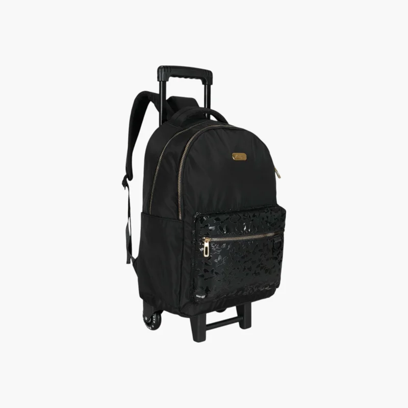 PAUSE Black Printed Trolley Backpack for Kids